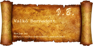 Valkó Bernadett névjegykártya